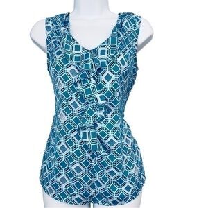 Banana Republic Sleeveless Blouse Top Diamond Geometric Print  Small Petite